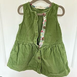 Mini Boden Green Corduroy Dress with Floral Trim